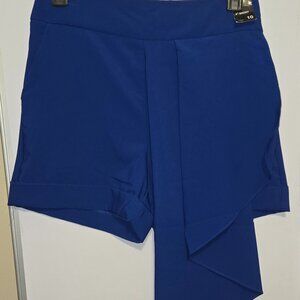 NY & Co Asymmetrical Drape Front Royal Blue High Waist Shorts – Size 10 – NWT